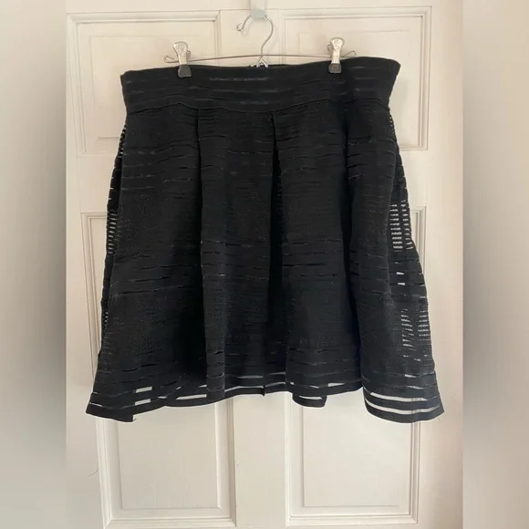 Torrid Black Lined Mini A-line Skirt with Striped Mesh Overlay 2X E - Picture 2 of 6
